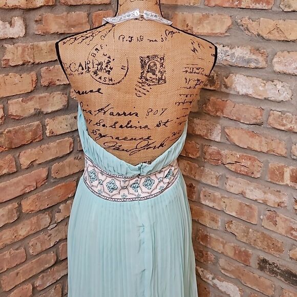 Boutique Style Aqua Halter Maxi dress size XL - Picture 7 of 12
